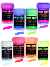 neon nights Glow in The Dark | Luminescent | Phosphorescent | Self-Luminous Paint - Set of 8 - Like New