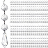 100 Pcs Hanging Crystal Beads Wedding Crystal for Centerpieces Chandelier Garland Clear Acrylic Crystal Garland for Wedding Decor (Icicle Style) - Like New