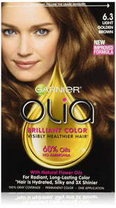 Garnier Olia Oil Powered Permanent Hair Color, 6.3 Light Golden Brown (Packaging May Vary)