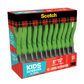 Scotch 5" Soft Touch Blunt Tip Kids Scissors, 12 Count Teacher’s Pack, Green, All-Purpose Scissors for School and Crafts (1442P-12)- Pack of 6