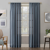 No. 918 Amalfi Linen Blend Textured Semi-Sheer Rod Pocket Curtain Panel, 54" x 63", Denim Blue