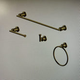 Glacier Bay Oswell 4-Piece Bath Hardware Set with 24 in. Towel Bar, TP Holder, Towel Ring and Robe Hook in Matte Gold