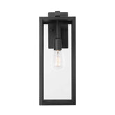Hampton Bay Matte Black Farmhouse Outdoor 1-Light Wall Sconce with Clear Glass Shade - Like New