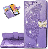 Samsung Galaxy S21 Crystal Lavender Case Bling Diamond Butterfly Embossed Wallet Flip PU Leather Magnetic Card Slots with Stand Cover for iPhone XR Diamond Butterfly Light..