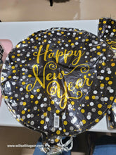 Happy New Year Round Black Foil Mylar Balloon