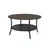 32 in. Mix and Match Brown Round Wicker Outdoor Patio Coffee Table With Woven Table Top