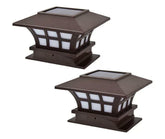 Brown Finish LED Solar Post Cap Light Set, 2-Pack