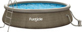 Funsicle 14' x 36" Quickset Round Inflatable Ring Top Outdoor Above Ground Swimming Pool Set with Pump and Cartridge Filter, Brown Triple Basketweave