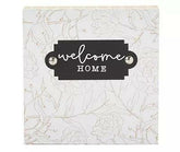 "Welcome Home" White & Gold Floral Box Plaque