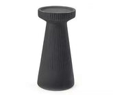 8" Black Carved Line Ceramic Pillar Candle Holder