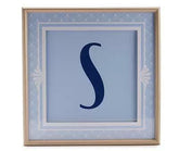 "S" Monogram Blue Lifted Framed Art Print, (18" x 18")