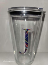 Drinking Clear Glass with Lid - Letter J