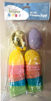 12 Count Fillable Eggs Variety of Colors for Easter