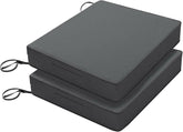 Favoyard Patio Chair Cushions 17 x 16 x 2 Inch Waterproof Outdoor Seat Cushions for Patio Furniture Color Fastness Garden Sofa Couch Pads with Handle & Adjustable Straps Set of 2, Dark Grey