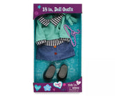 Aqua Sweater Style Girls Doll Outfit Set, 18"