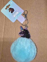 HER Afro Unicorn Powder Blue Puff Ball Key Ring