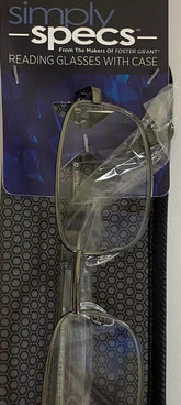 Foster Grant Simply Specs Reading Glasses JACOBSON Wire GUNMETAL +1.75 Case