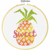 Dimensions Learn-A-Craft Sweet Pineapple Counted Cross Stitch Kit for Beginners, 6''
