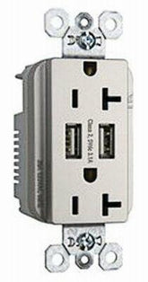 Pass & Seymour 15 amps 125 volt Silver Outlet and USB Charger 5-15R 1 pk