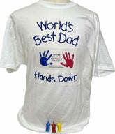 HandiPrints World's Best Dad T-Shirt with Paint Kit - Hand Prints for Family (Large, White)