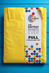 CLRFLU Full Size 4 Piece Sheet Set – Ultra Soft Microfiber Bed Sheets, Deep Pocket Fitted Sheet, Yellow