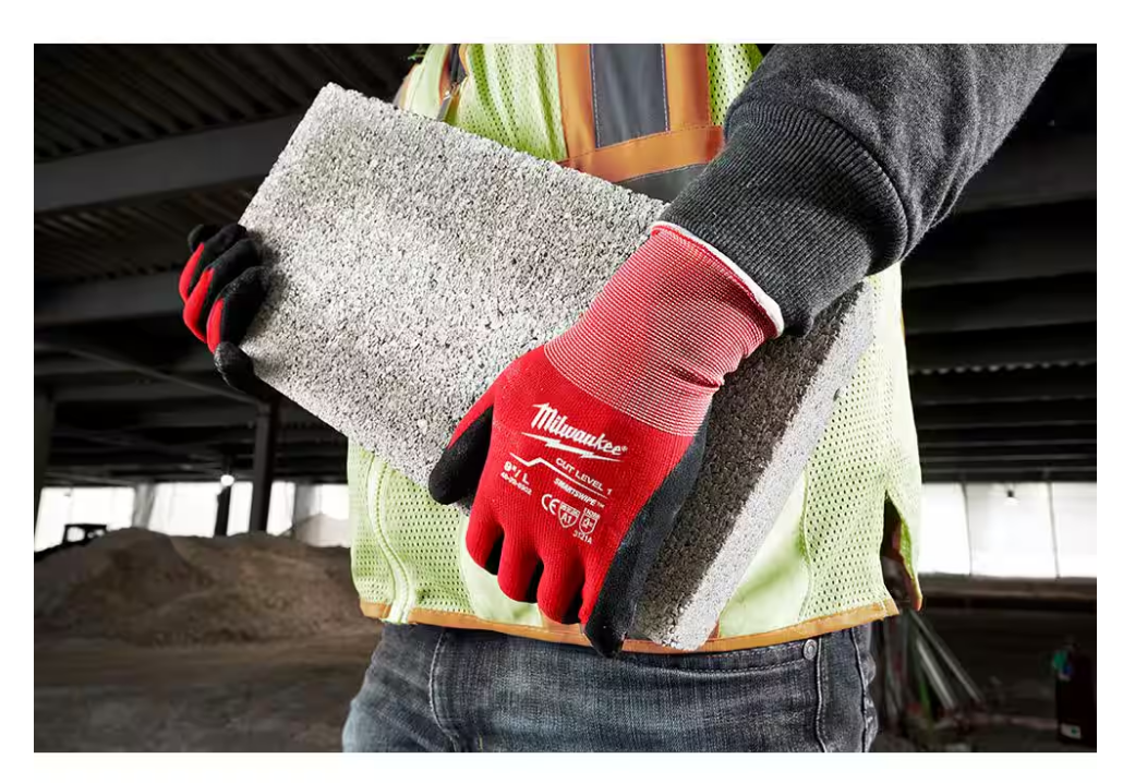 Milwaukee Large 9" Red Nitrile Level 1 Cut Resistant Dipped Work Gloves (6-Pack)