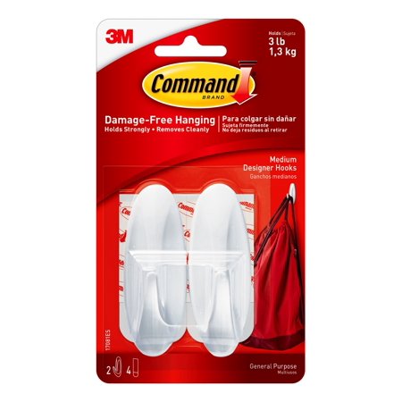 3M Command Medium Designer Hooks with Adhesive Strips CLIPSTRIP (00051131769083) (12/Each)