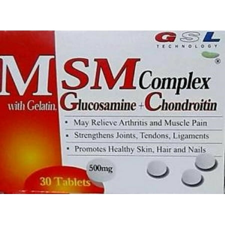 MSM COMPLEX + GELATIN GLUCOSAMINE CHONDROITIN  30 CT 500MG Arthritis Joint Pain