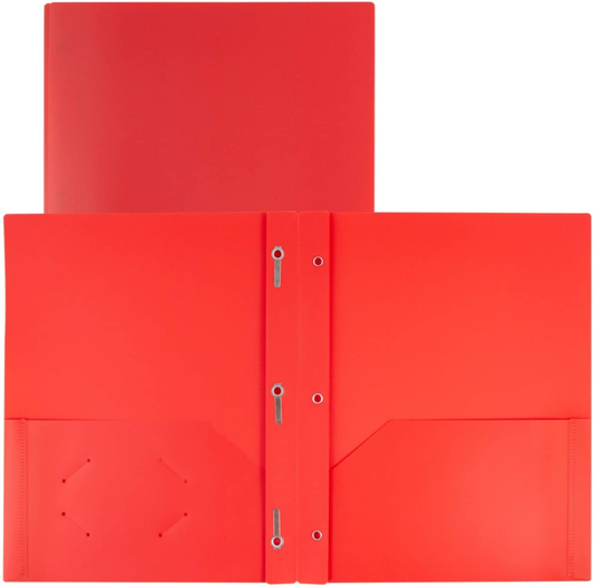 Plastic Folders with Prongs - Red