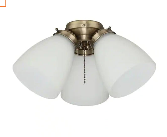 3-Light Antique Brass Ceiling Fan Shades LED Light Kit