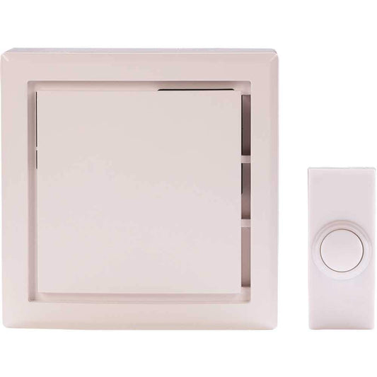 Hampton Bay Wireless Plug-In Door Bell Kit with 2-Push Buttons in White. HB-7731-03