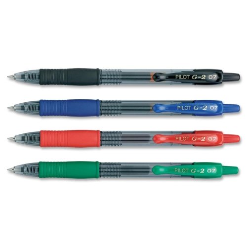 Pilot G2 Retractable Gel Ink Pens-Gel Pen,Retractable/Refillable,Fine Point ,4/PK,Assorted