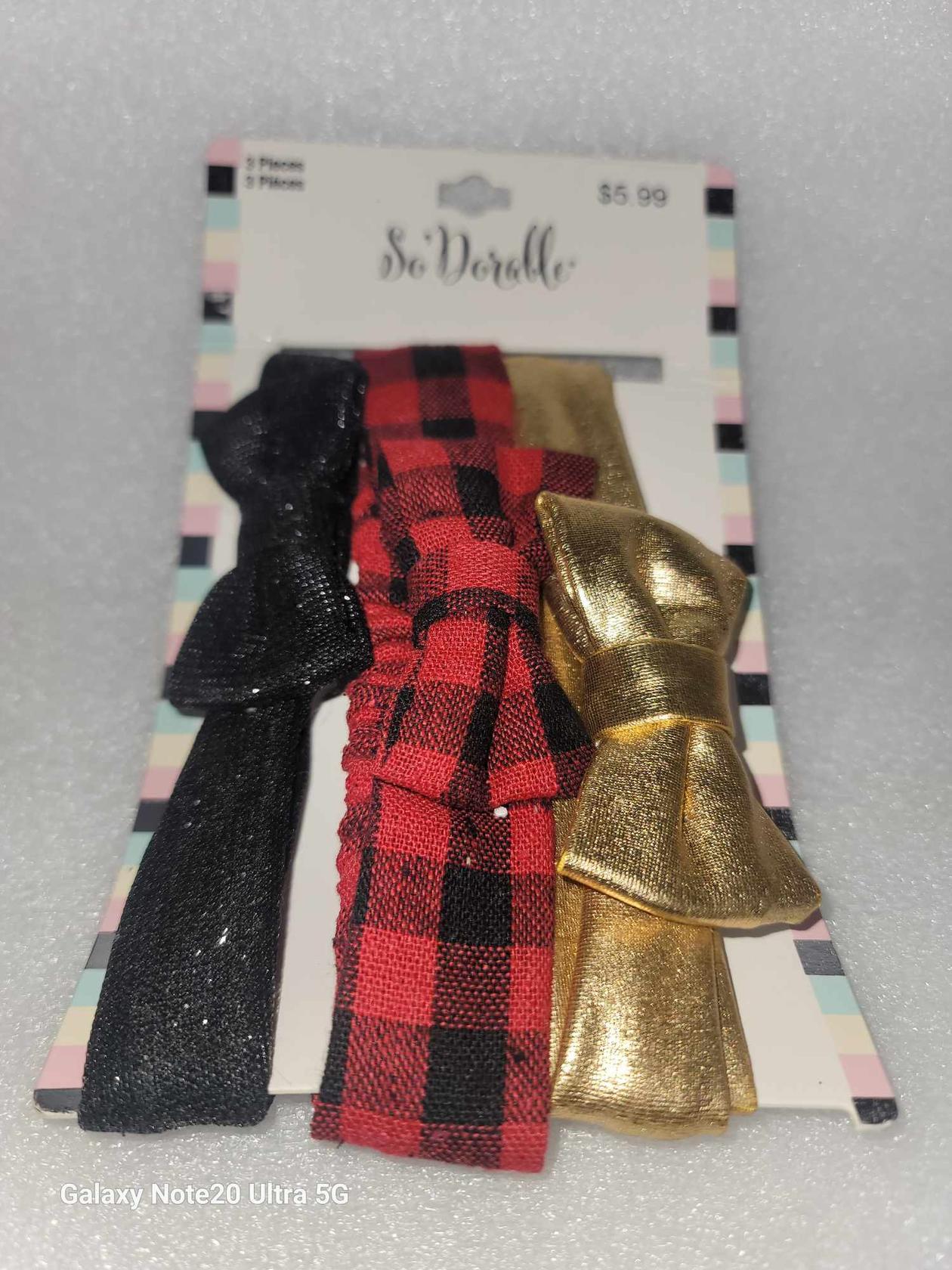 So Dorable 3 Pieces Baby Head Bands Black, Red and Gold