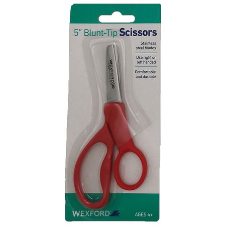 Wexford 5 Inch Blunt Scissors with Stainless Steel Blades and Plastic Handles for Ages 4+