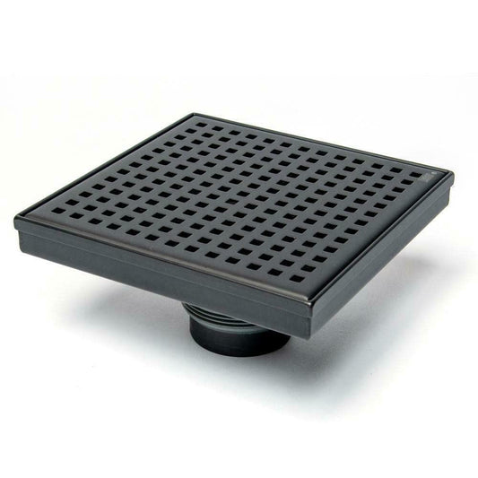 OATEY Designline 6 in. x 6 in. Stainless Steel Square Shower Drain with Square Pattern Drain Cover in Matte Black