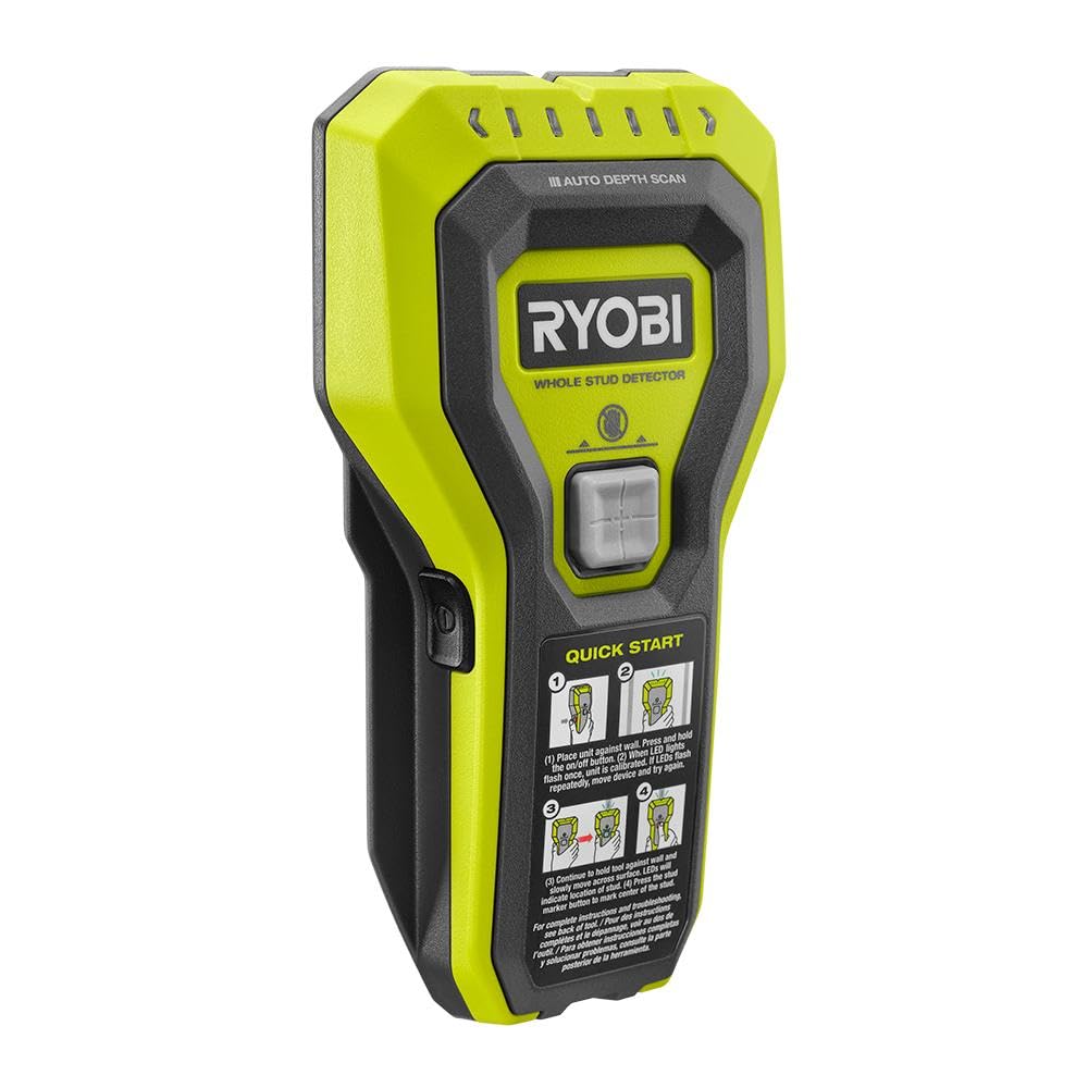 RYOBI Stud Finder with multiple LED's to indicate the full width of the stud. One-handed operation, ESF5002
