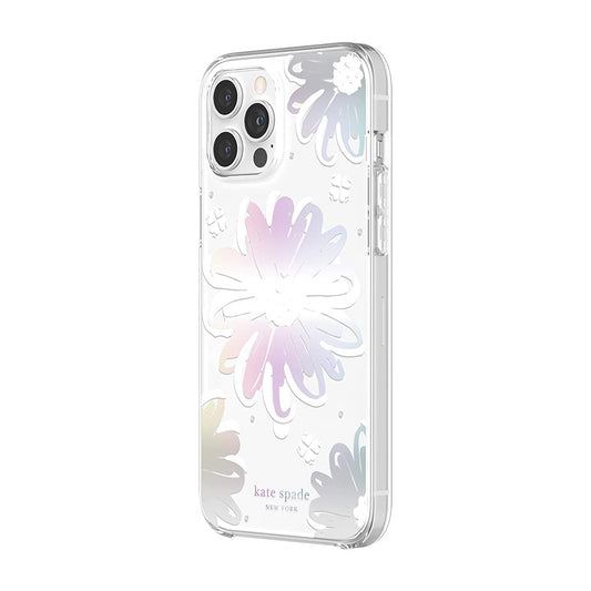 Kate Spade New York Protective Hardshell Case with MagSafe for iPhone 12 Pro Max - Daisy Iridescent Foil/White/Clear/Gems