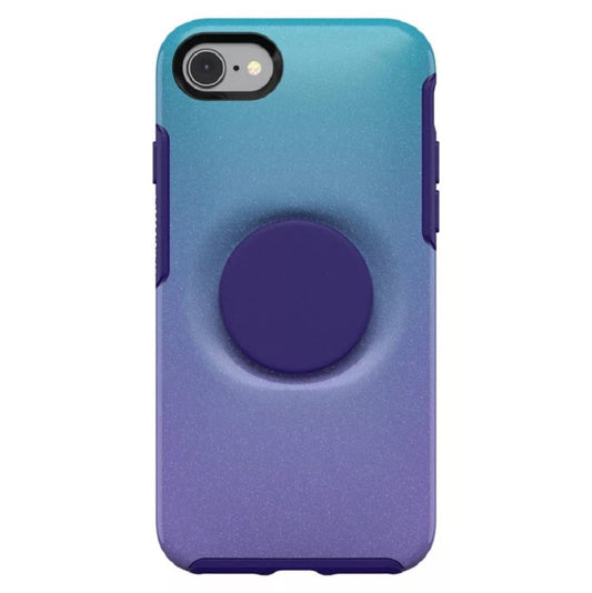 OtterBox + POP Symmetry Series iPhone 7/8/SE(2nd & 3rd Gen) Case - Making Waves Purple and Blue Sparkles Graphic Design, Phonecase, Attached Popsocket, Raised Screen Bumper, Wireless Charging