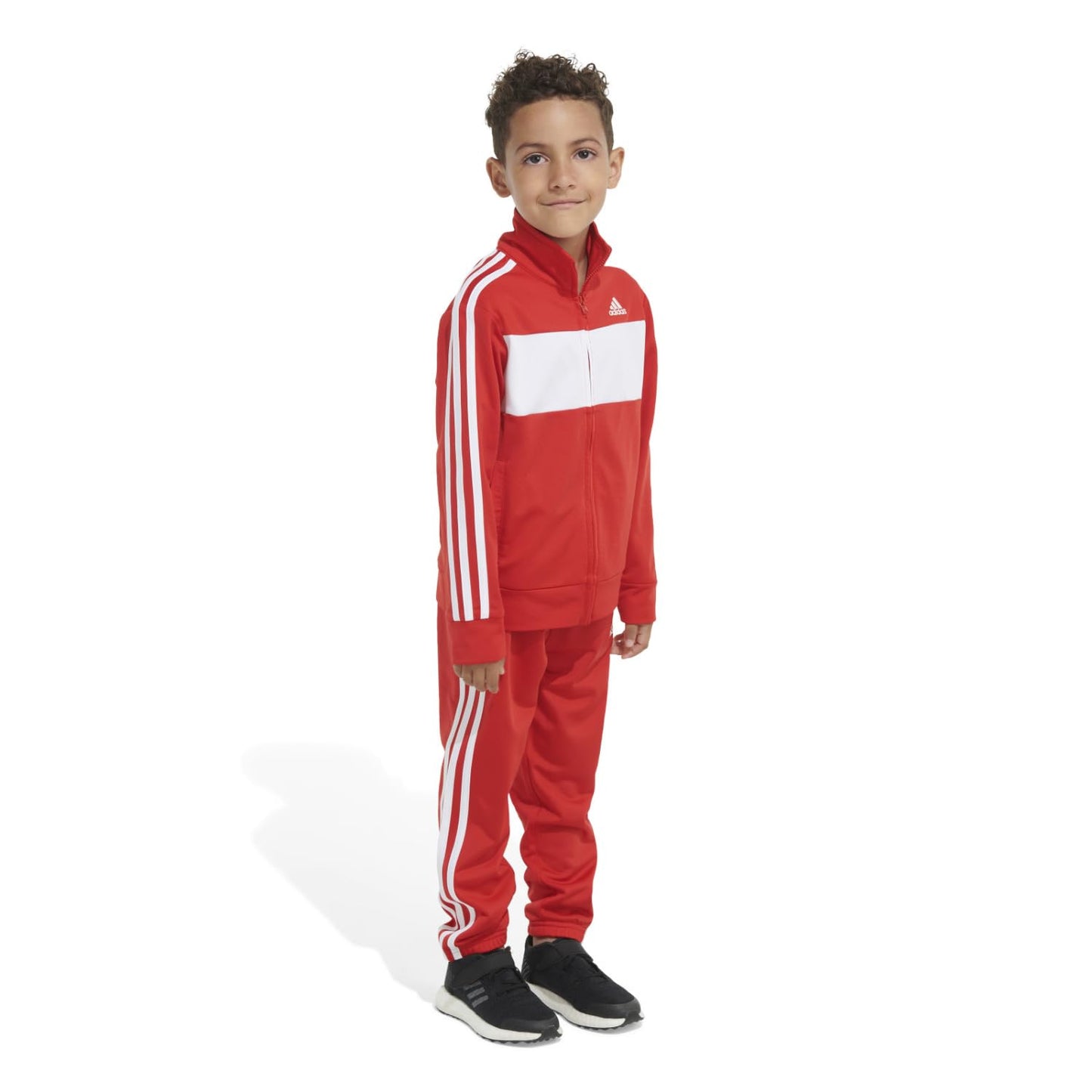 adidas Boys' Little Tricot Jacket & Pant Clothing Set, Essential Tricot Vivid Red, 12 Months (AG6443N)