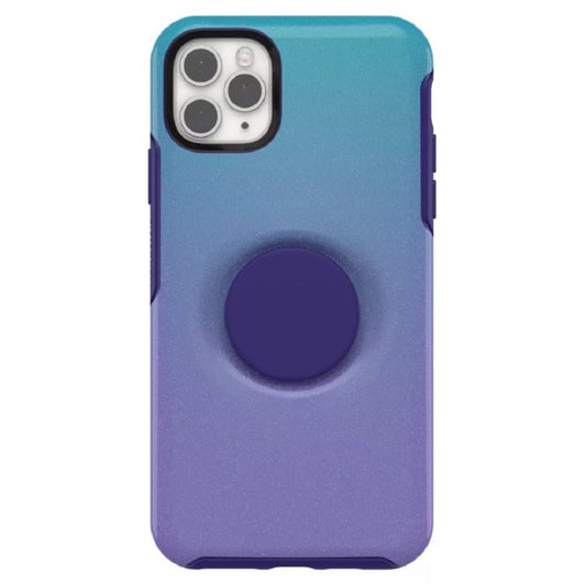 OtterBox + POP Symmetry Series iPhone 11 Pro Max - Making Waves Purple and Blue Sparkles Graphic Design, Apple Phonecase, Attached Popsocket, Raised Screen Bumper, Wireless Charging Compatible