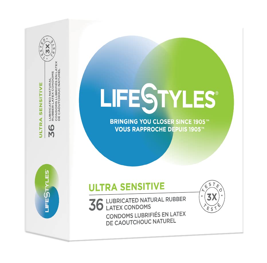 Lifestyles Ultra-Sensitive Condoms, Lubricated Latex, 36 Count