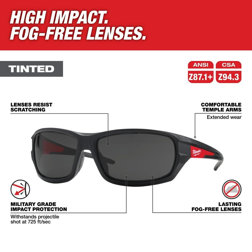 Milwaukee Tool 48-73-2025 Performance Safety Glasses Fog-Free, Anti-Scratch Tinted Lens - Like New