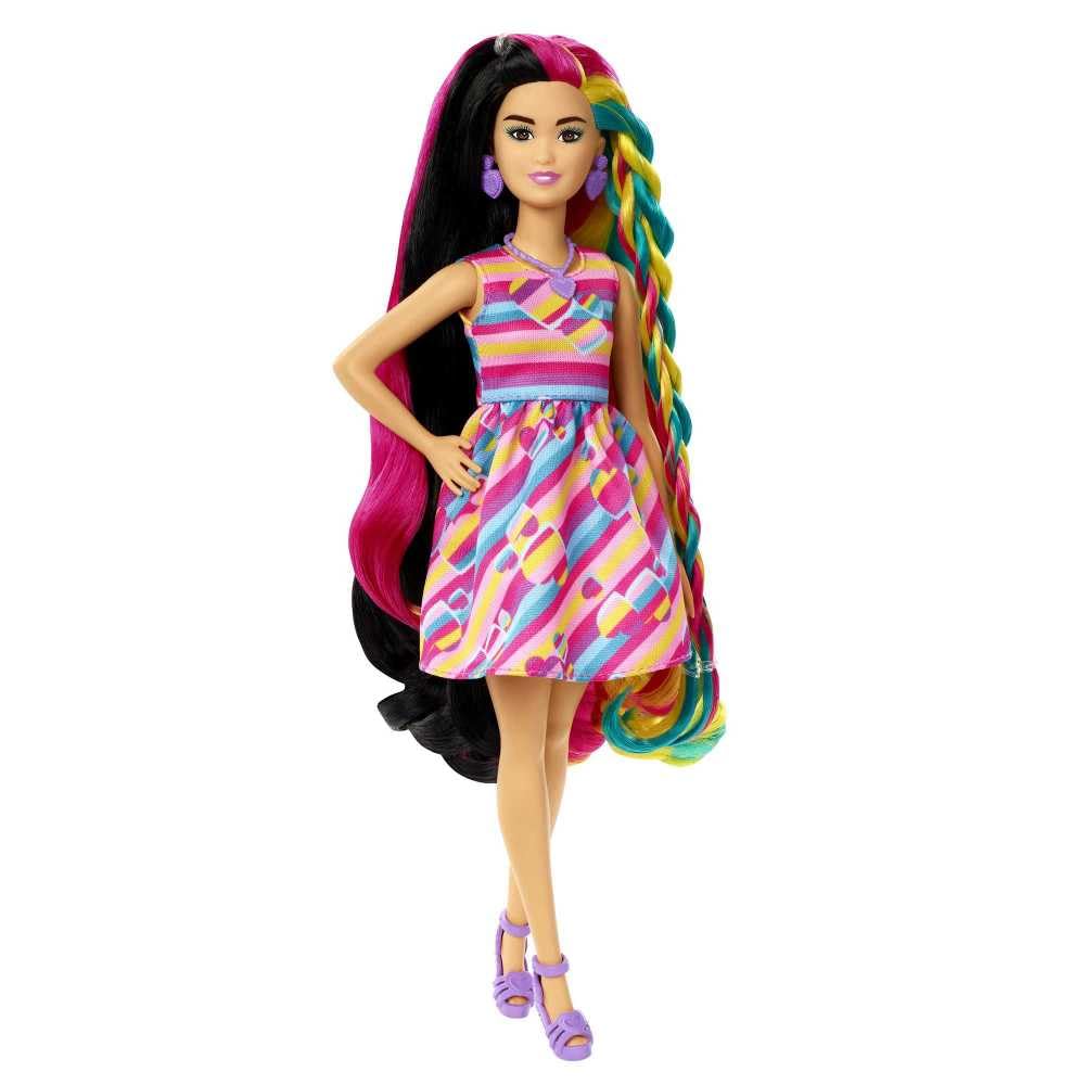 Barbie Totally Hair Doll, Heart-Themed with 8.5-inch Fantasy Hair & 15 Styling Accessories (8 with Color-Change Feature)
