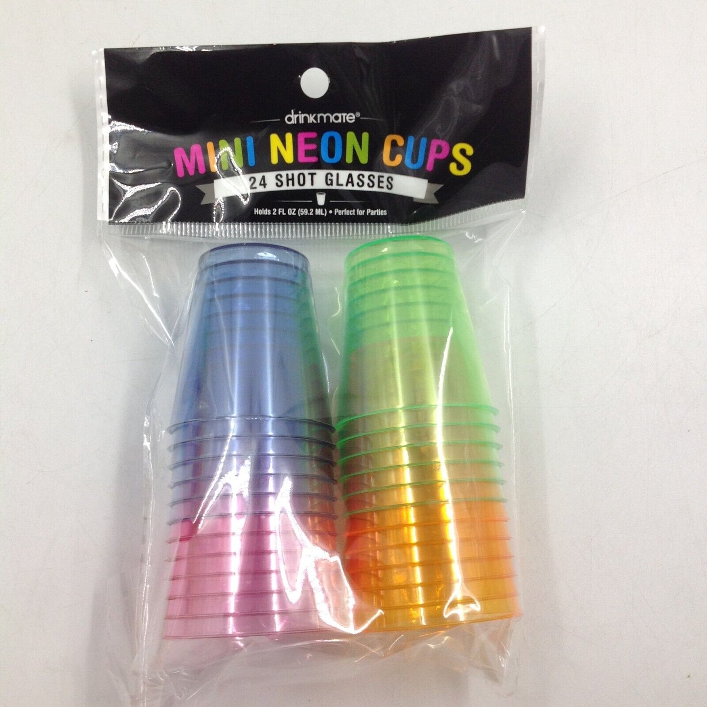 Mini Neon Cups - 24 Shot Glasses - Plastic