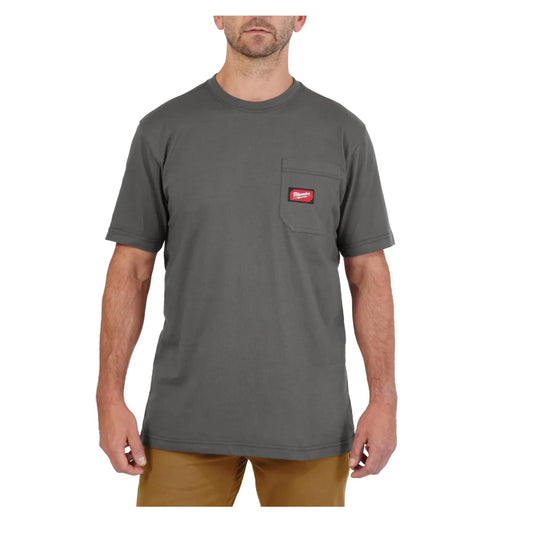 Milwaukee Pocket T-Shirt: Essential Men's Tee Collection, Chest Pocket, Premium Cotton, Wide Size Range, Superior Durability (US, Alpha, Large, Regular, Regular, Gray) - Like New