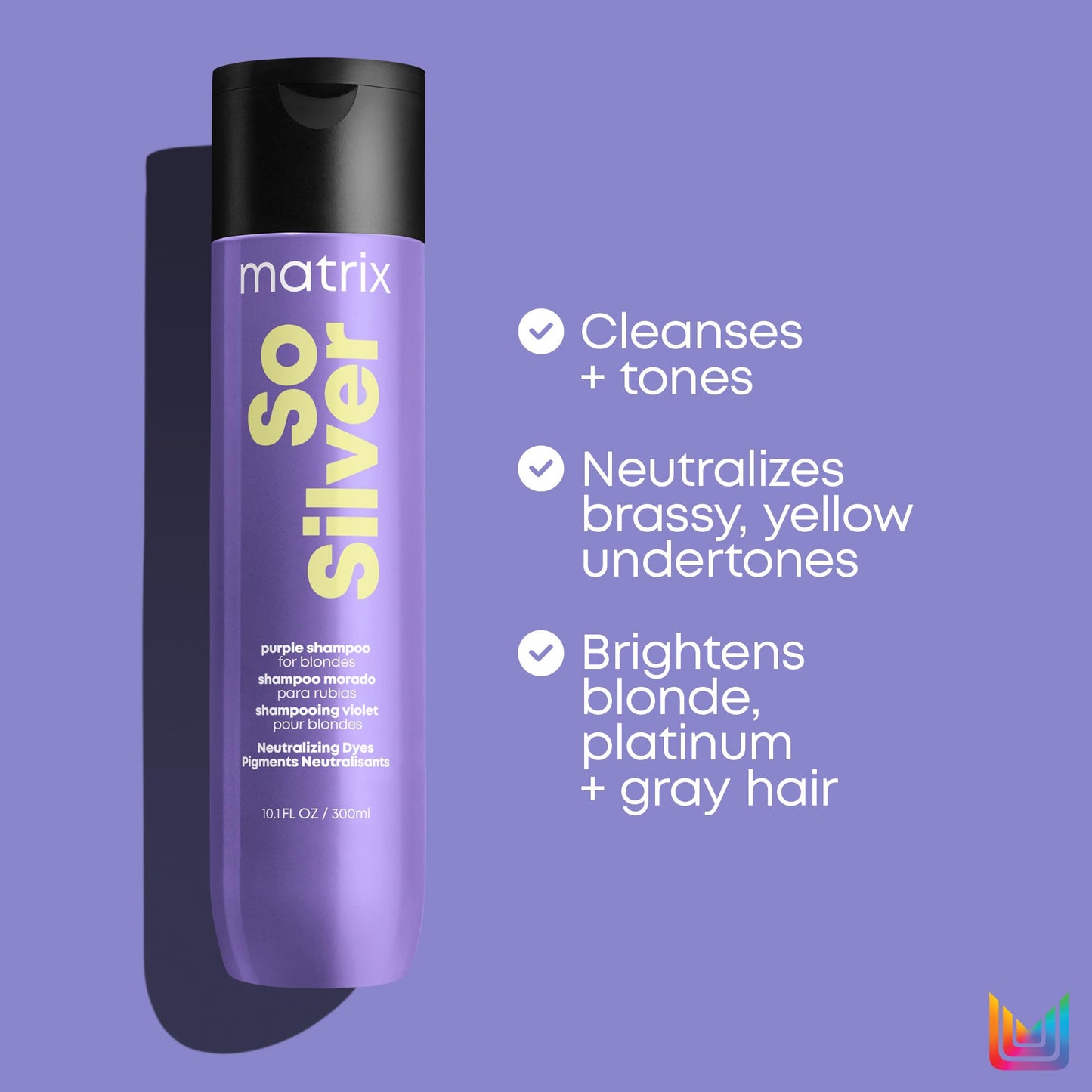 Matrix So Silver Purple Shampoo | Neutralizes Yellow Tones | Color Depositing & Toning | For Color Treated, Blonde, Grey, and Platinum Hair | Packaging May Vary | 10.1 Fl Oz | Vegan