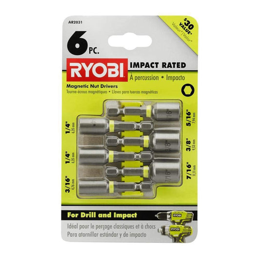 RYOBI AR2031 Impact Rated Magnetic Nut Driver Set (6-Piece) - Like New