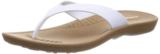 OKABASHI Women's Breeze Flip Flop Sandals, Toffee/White, Medium-Large