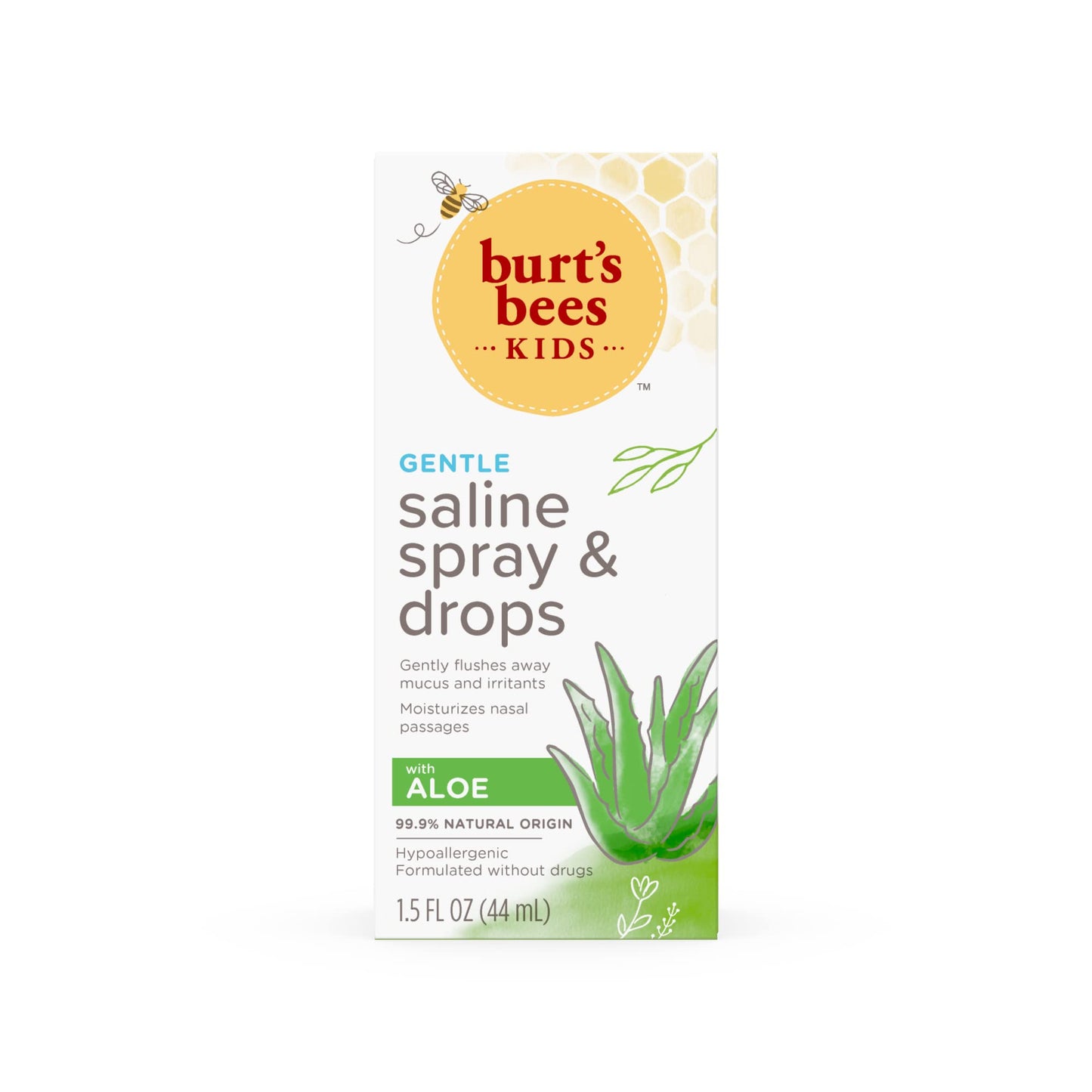 Burt's Bees Bees Kids Saline Spray and Drops, Hypoallergenic, Moisturizing, Flushes Away Mucus for Ages 3 Months and Up, 1.5 Fl Oz (Pack of 1)