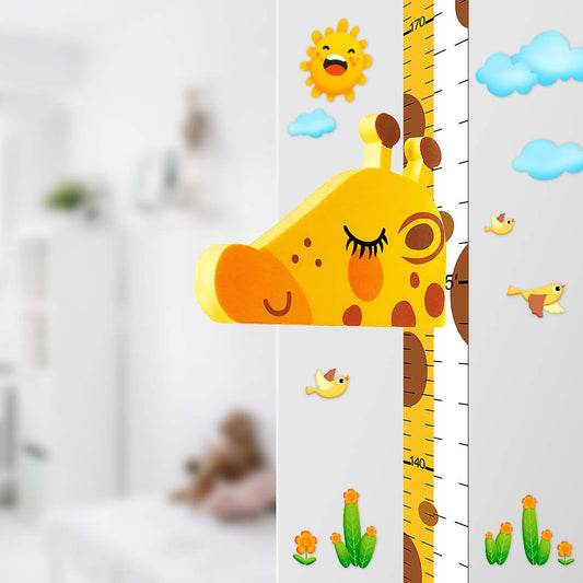 Baby Height Growth Chart Ruler for Kids Room Decor,3D Movable Giraffe Height Ruler Nursery Animal Wall Decals With Magnets